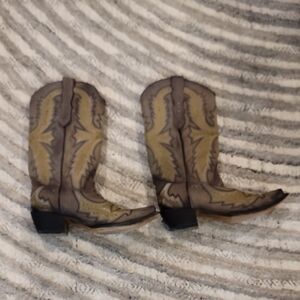 Brown and Black Western Corral Cowboy Boots